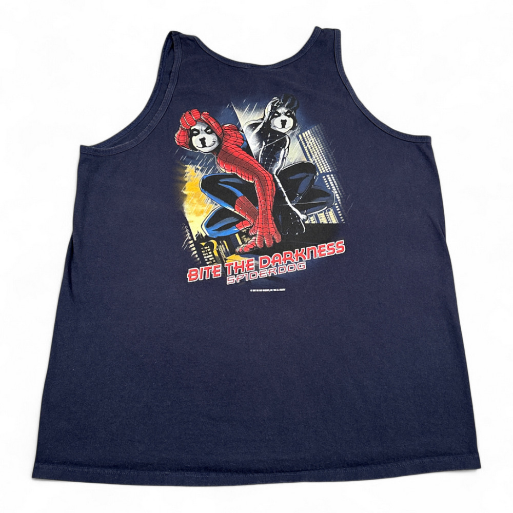 Big Dogs Shirt Adult EXTRA LARGE Blue Tank Top Spiderdog Spiderman Parody Y2K